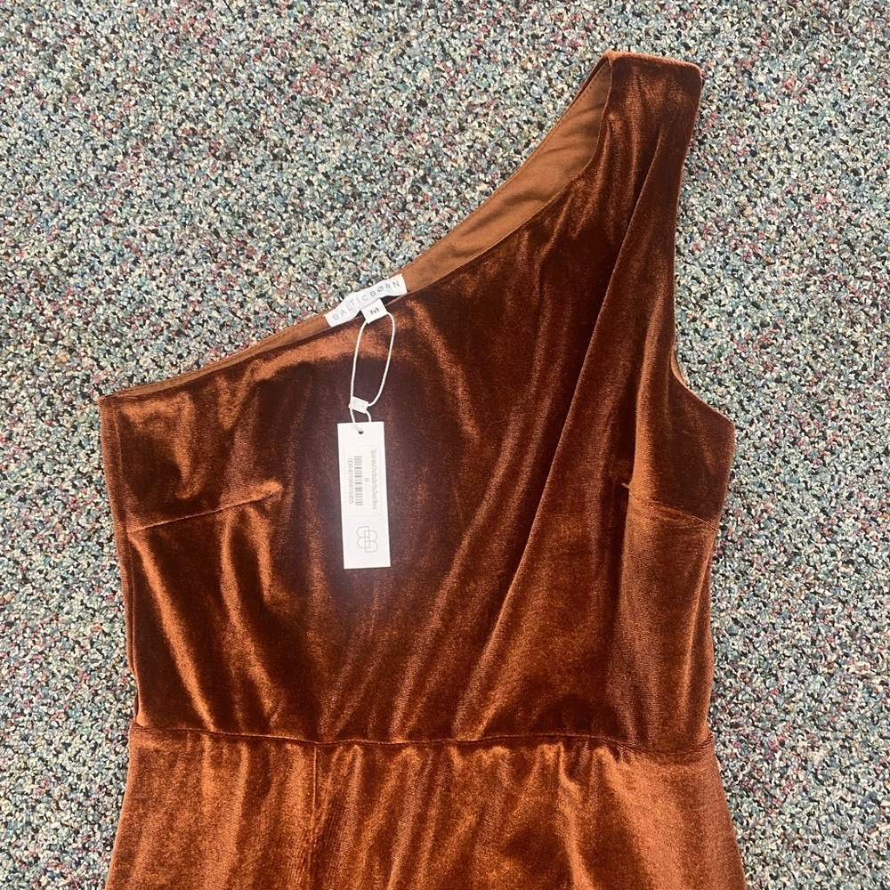 NWT Baltic Born Tatiana Velvet One Shoulder Maxi Dress Size Medium Rust - Picture 3 of 14